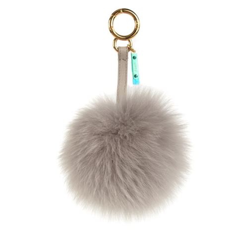 fendi fox fur pom pom|FENDI Fox Fur Vitello Elite Pom Pom Bag Charm Grigio Perla .